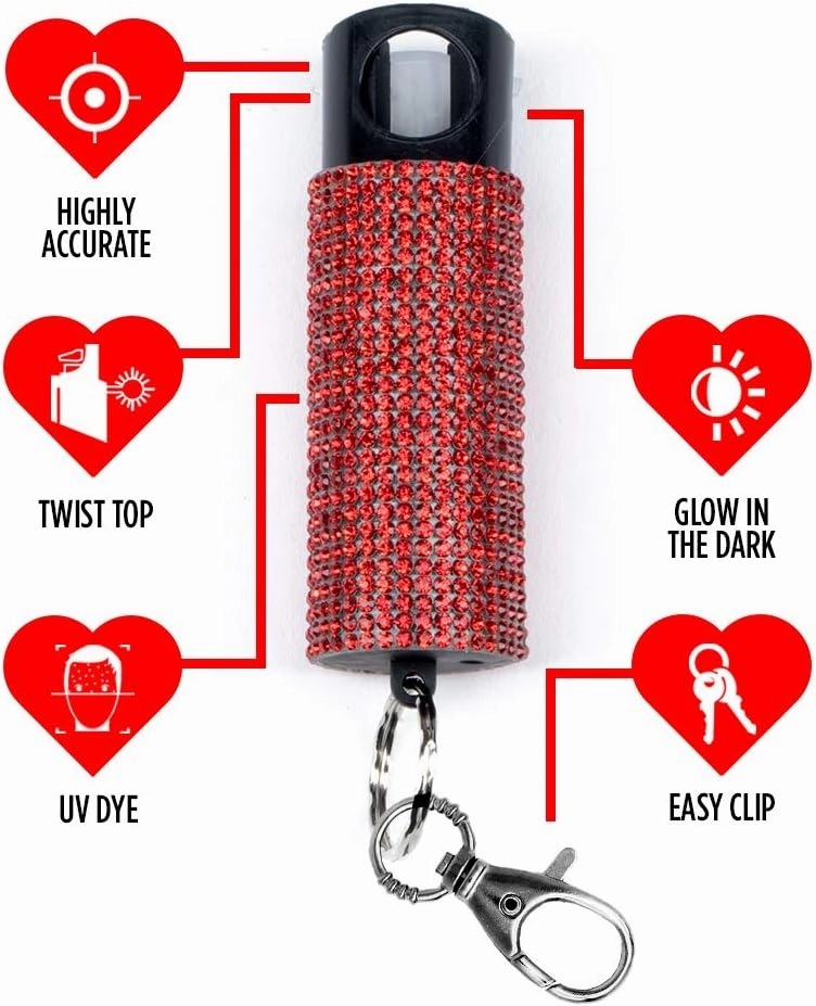 Guard Dog Security Bling it On Pepper Spray Keychain with Safety Twist Top Mini and Easy Carry Lightweight and Fashionable Maximum Police Strength OC Spray 16 Feet Range 0.5 fl oz