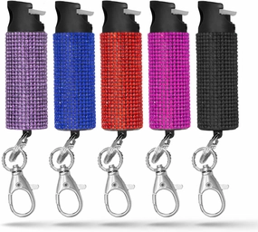 Guard Dog Security Bling it On Pepper Spray Keychain with Safety Twist Top Mini and Easy Carry Lightweight and Fashionable Maximum Police Strength OC Spray 16 Feet Range 0.5 fl oz