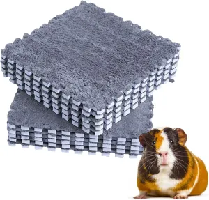 Guinea Pigs Bed Mats, Guinea Pig Fleece Cage Liners, Reusable Rabbit Bedding Liners, Winter Playpen Pad for Bunny, Hedgehog, 10 Piece, 11'' x 11''Grey