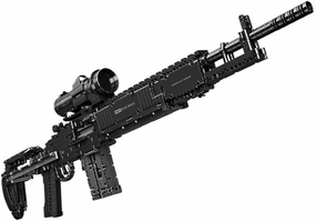 Gun Building Block, 1606 Pcs Manually Loaded Shooting Blaster Model Kit, Military MK14 Battle Rifle Weapon Building Kit Compatible with Major Brands