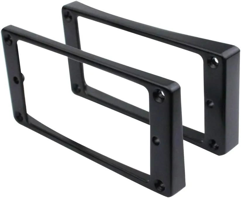 Guyker Curved Bottom Metal Humbucker Pickup Mounting Ring Set - Bridge and Neck Pickups Cover Frame Replacement Compatible with Les Paul LP Style Electric Guitar or Precision Bass(2PCS, Black)