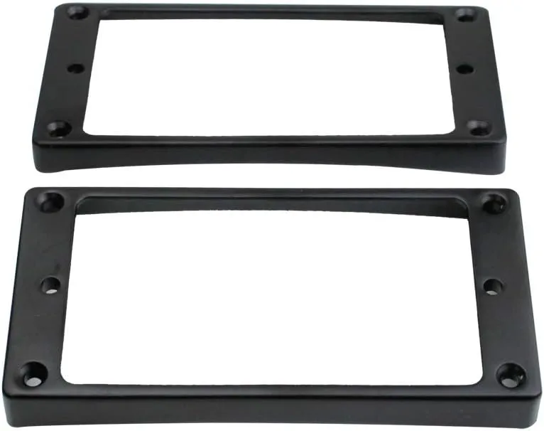 Guyker Curved Bottom Metal Humbucker Pickup Mounting Ring Set - Bridge and Neck Pickups Cover Frame Replacement Compatible with Les Paul LP Style Electric Guitar or Precision Bass(2PCS, Black)