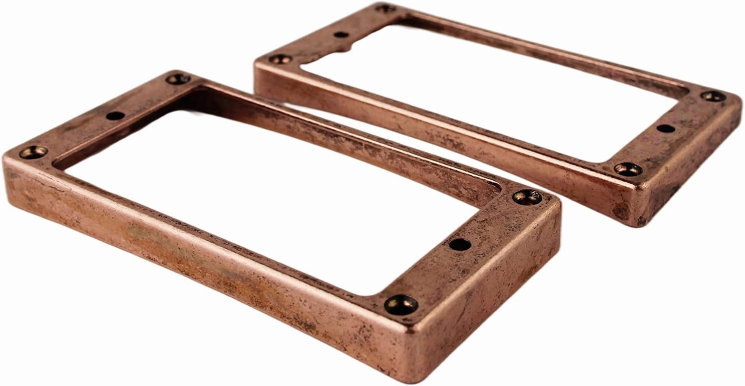 Guyker Curved Bottom Metal Humbucker Pickup Mounting Ring Set - Bridge and Neck Pickups Cover Frame Replacement Compatible with Les Paul LP Style Electric Guitar(2PCS, bronze)