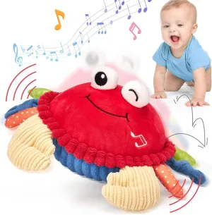 hahaland Baby Toys 12-18 Months - Upgraded Crawling Musical Dancing Walking Moving Bouncing Learning Crab Tummy Time Toy Sensory Toddler Travel Toys for 1-3 Year Old Boy Girl Birthday Gifts
