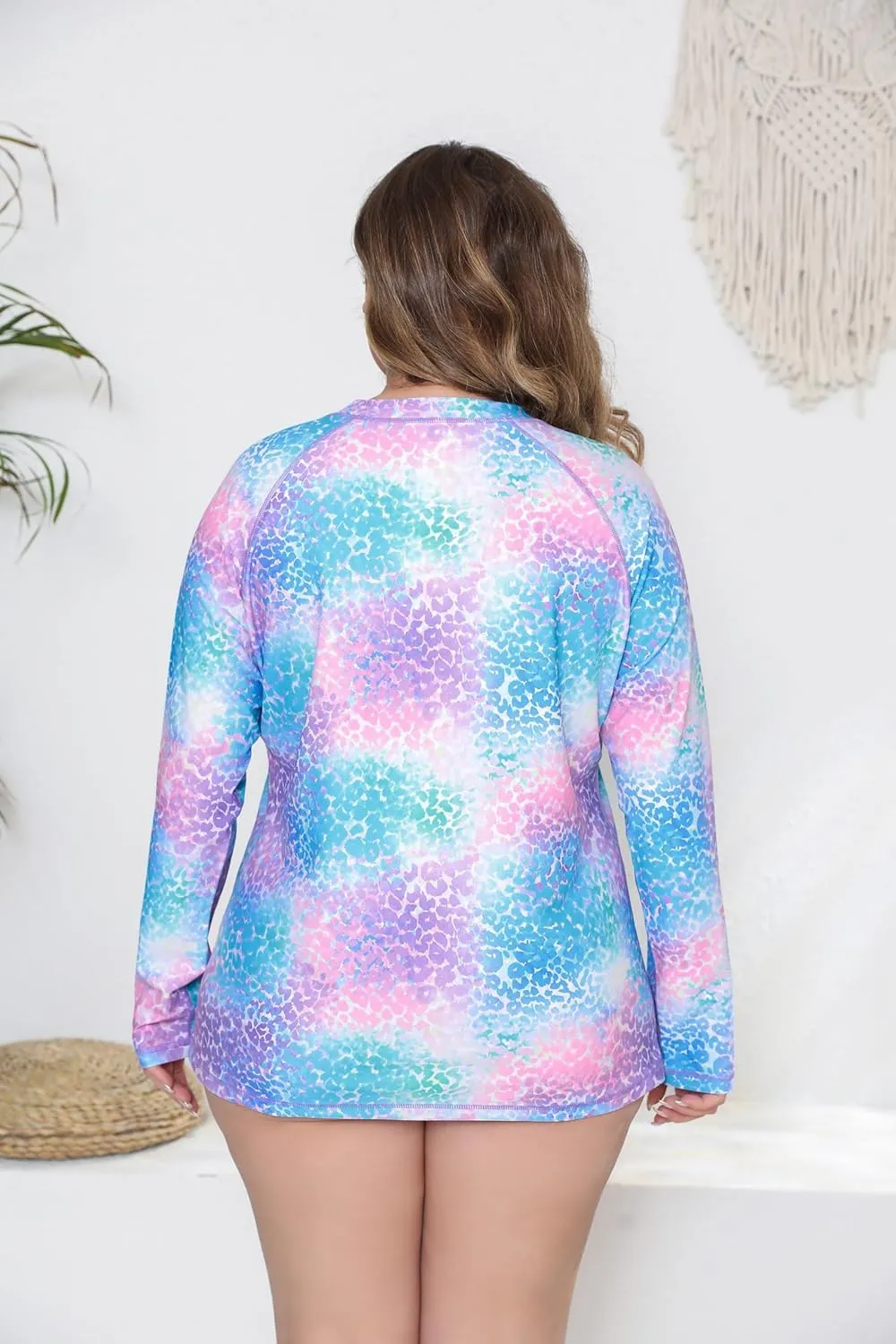Halcurt Women's Plus Size Long Sleeve Rash Guard Shirts Swim Top UPF50  Sun Protection Loose Fit Quick Dry Swimsuit