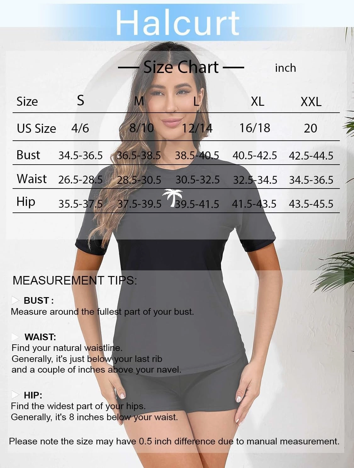 Halcurt Women's Built in Bra Rash Guard UPF 50 Two Piece Swimsuit Shirt and Board Shorts