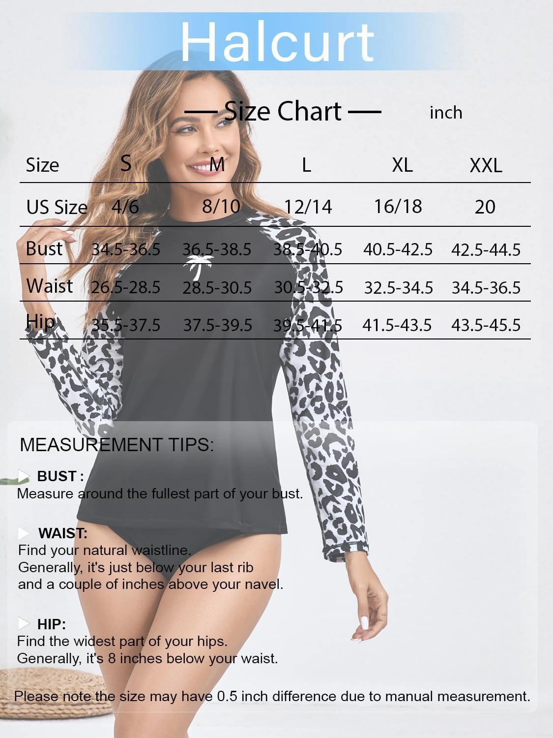 Halcurt Women's Long Sleeve Rash Guard Swim Top UPF50  SPF Sun Protection Swimsuit Quick Dry Bathing Suit