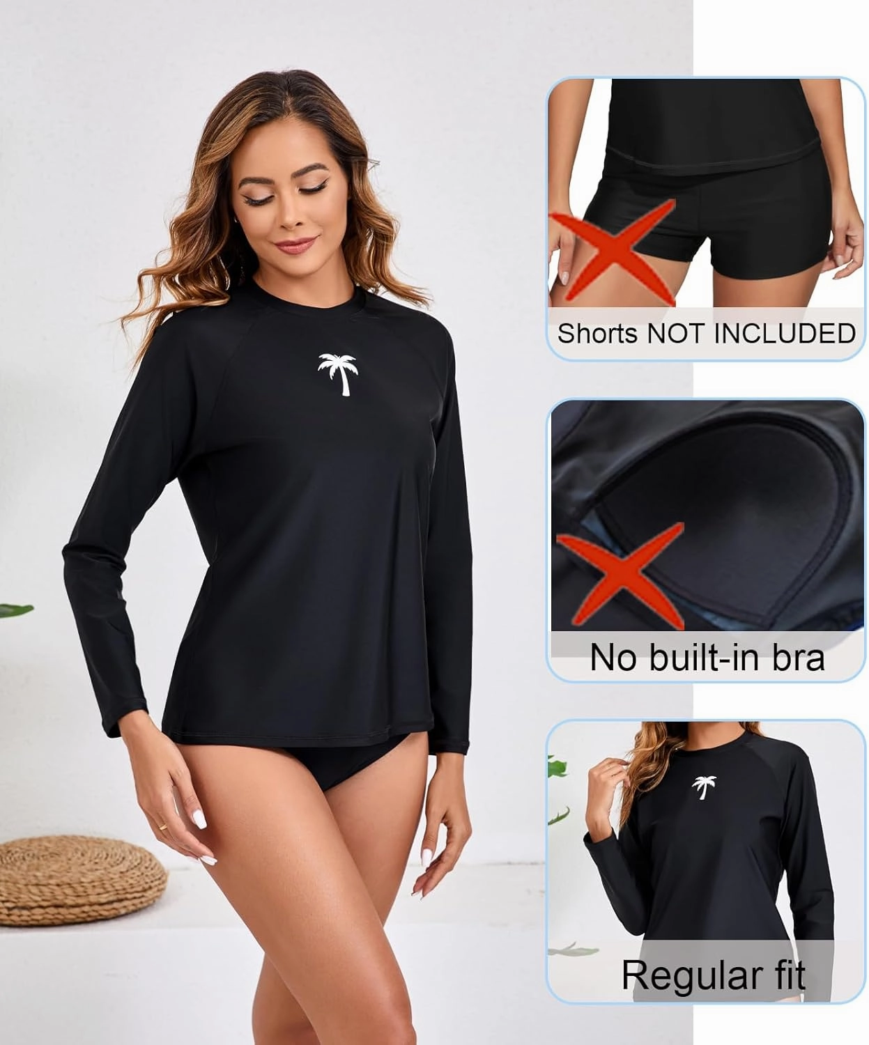 Halcurt Women's Long Sleeve Rash Guard Swim Top UPF50  SPF Sun Protection Swimsuit Quick Dry Bathing Suit