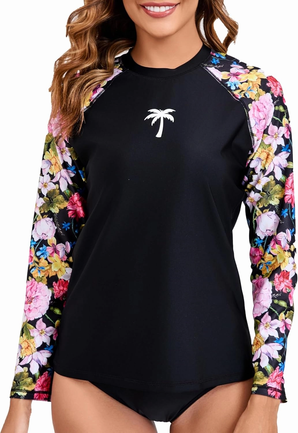 Halcurt Women's Long Sleeve Rash Guard Swim Top UPF50  SPF Sun Protection Swimsuit Quick Dry Bathing Suit