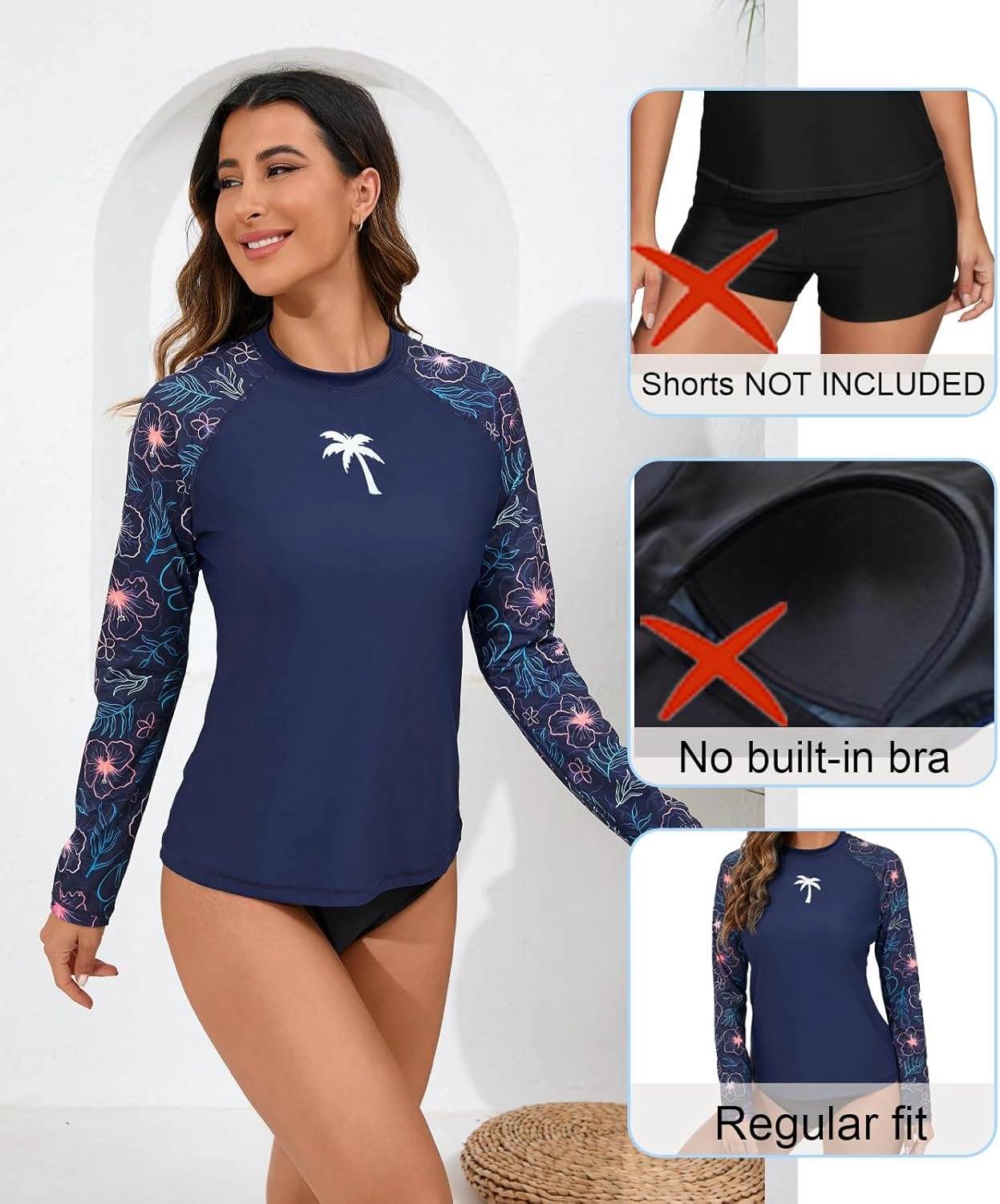 Halcurt Women's Long Sleeve Rash Guard Swim Top UPF50  SPF Sun Protection Swimsuit Quick Dry Bathing Suit