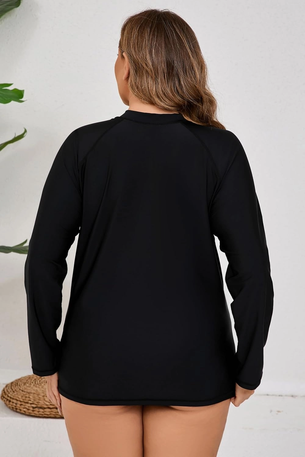 Halcurt Women's Plus Size Long Sleeve Rash Guard Shirts Full Zip Swim Top UPF50  Loose Fit Quick Dry Swimsuit