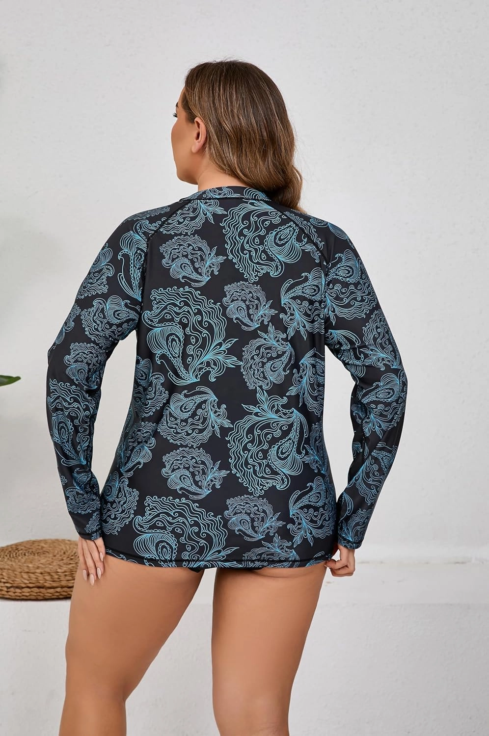 Halcurt Women's Plus Size Long Sleeve Rash Guard Shirts Swim Top UPF50  Sun Protection Loose Fit Quick Dry Swimsuit