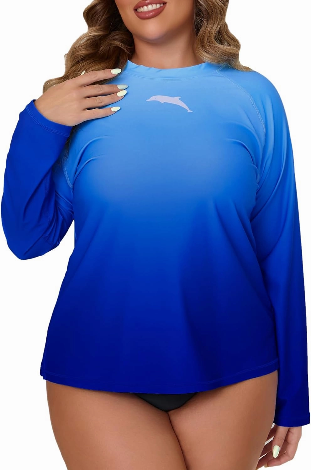 Halcurt Women's Plus Size Long Sleeve Rash Guard Shirts Swim Top UPF50  Sun Protection Loose Fit Quick Dry Swimsuit