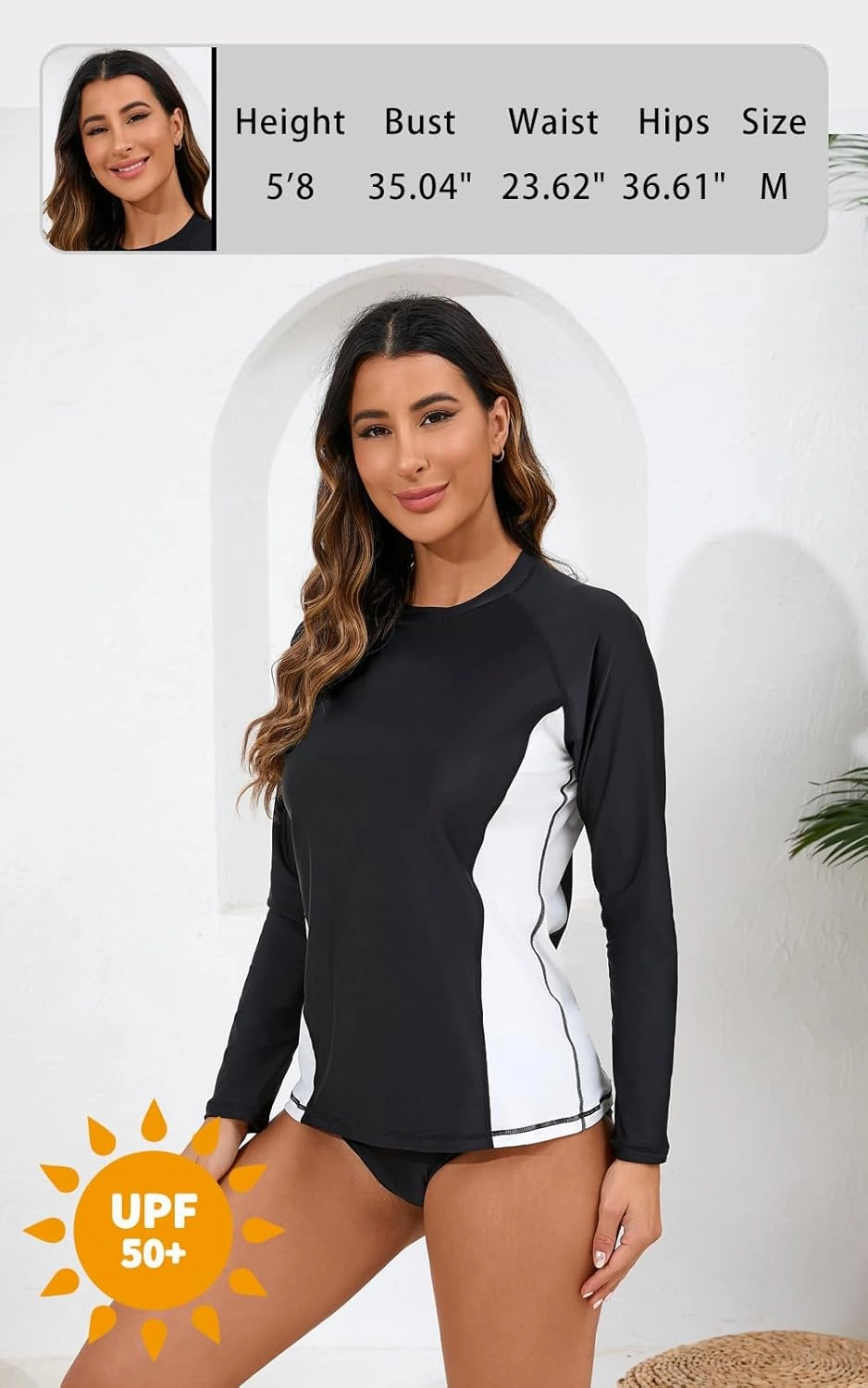 Halcurt Womens Long Sleeve Rash Guard Swim Top with Built in Bra UPF50  Sun Protection Swim Shirts Quick Dry Swimsuit
