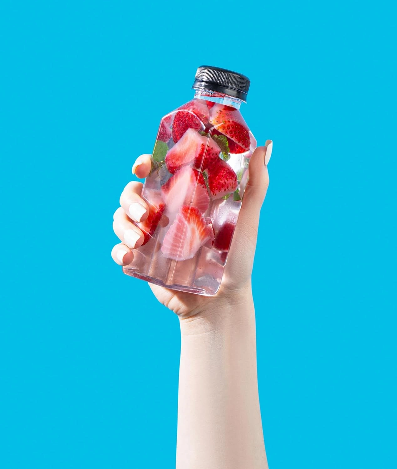 Hammont Plastic Bottles with Caps - Clear PET Iced Coffee & Juice Bottles, Pack of 24 - Reusable Juicing Bottle - Ideal for Cold Drinks (20oz)