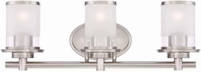 Hampton Bay 3-Light Brushed Nickel Bath Bar Light with Clear and Sand Glass