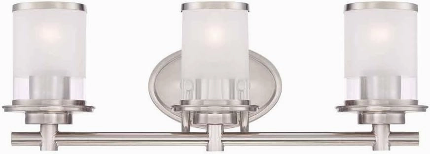 Hampton Bay 3-Light Brushed Nickel Bath Bar Light with Clear and Sand Glass