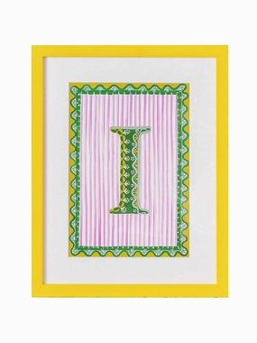 Hand-painted, framed alphabet letters