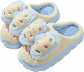HANDKEI Women's cute bow anti slip thick rubber sole plush slippers for home and indoor use