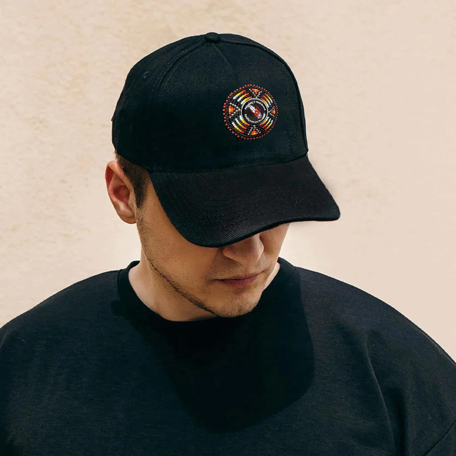 Handmade Baseball Cap for Men Women Native American Patch with No Brim/Brim Beaded Colorful Cotton Cap Unisex