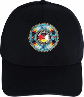 Handmade Baseball Cap for Men Women Native American Patch with No Brim/Brim Beaded Colorful Cotton Cap Unisex