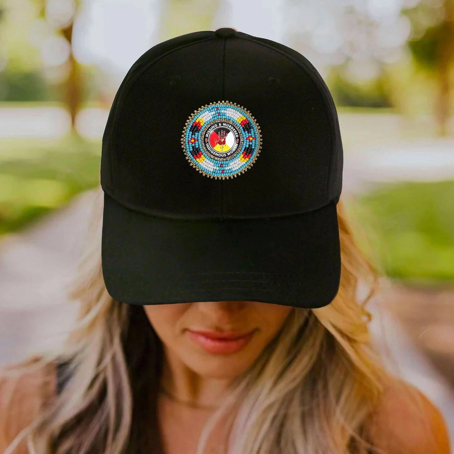 Handmade Baseball Cap for Men Women Native American Patch with No Brim/Brim Beaded Colorful Cotton Cap Unisex