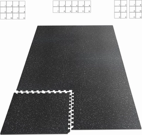 HAPBEAR 0.56'' Thick 12 Pcs 48 Sq Ft Exercise Equipment Mats - High-Density Rubber Top EVA Foam Interlocking Mats, 24x24in Tiles, Heavy-Duty Treadmill Mat for Hardwood Floors, Home Gym Mat