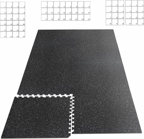 HAPBEAR 0.56'' Thick 12 Pcs 48 Sq Ft Exercise Equipment Mats - High-Density Rubber Top EVA Foam Interlocking Mats, 24x24in Tiles, Heavy-Duty Treadmill Mat for Hardwood Floors, Home Gym Mat