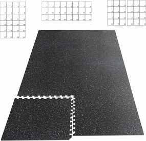HAPBEAR 0.56'' Thick 12 Pcs 48 Sq Ft Exercise Equipment Mats - High-Density Rubber Top EVA Foam Interlocking Mats, 24x24in Tiles, Heavy-Duty Treadmill Mat for Hardwood Floors, Home Gym Mat