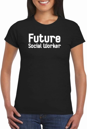 Harding Industries Future Social Worker - Women's Soft Graphic Junior Cut T-Shirt CP05 Black