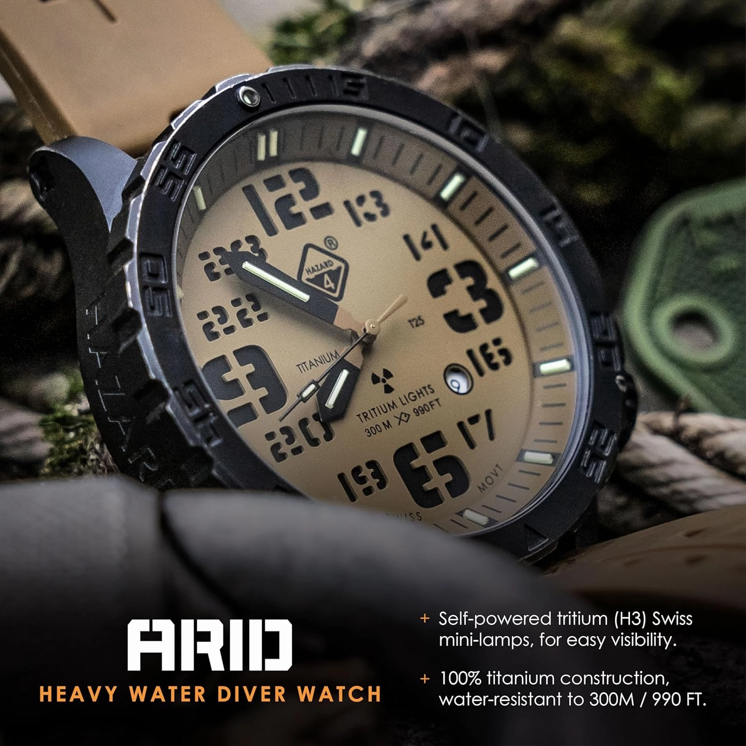HAZARD 4 Heavy Water Diver™ : Titanium Tritium Dive-Watch
