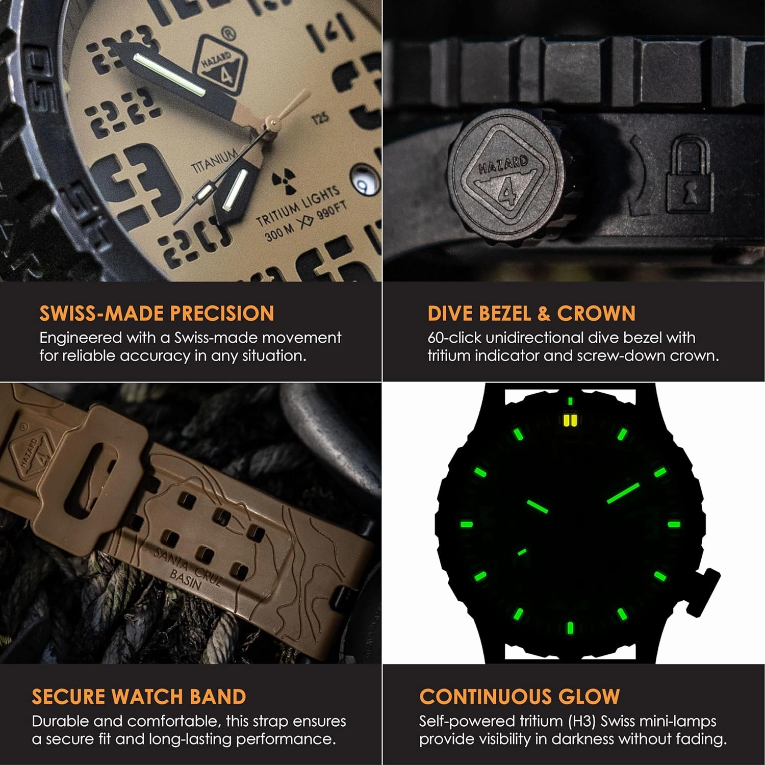 HAZARD 4 Heavy Water Diver™ : Titanium Tritium Dive-Watch