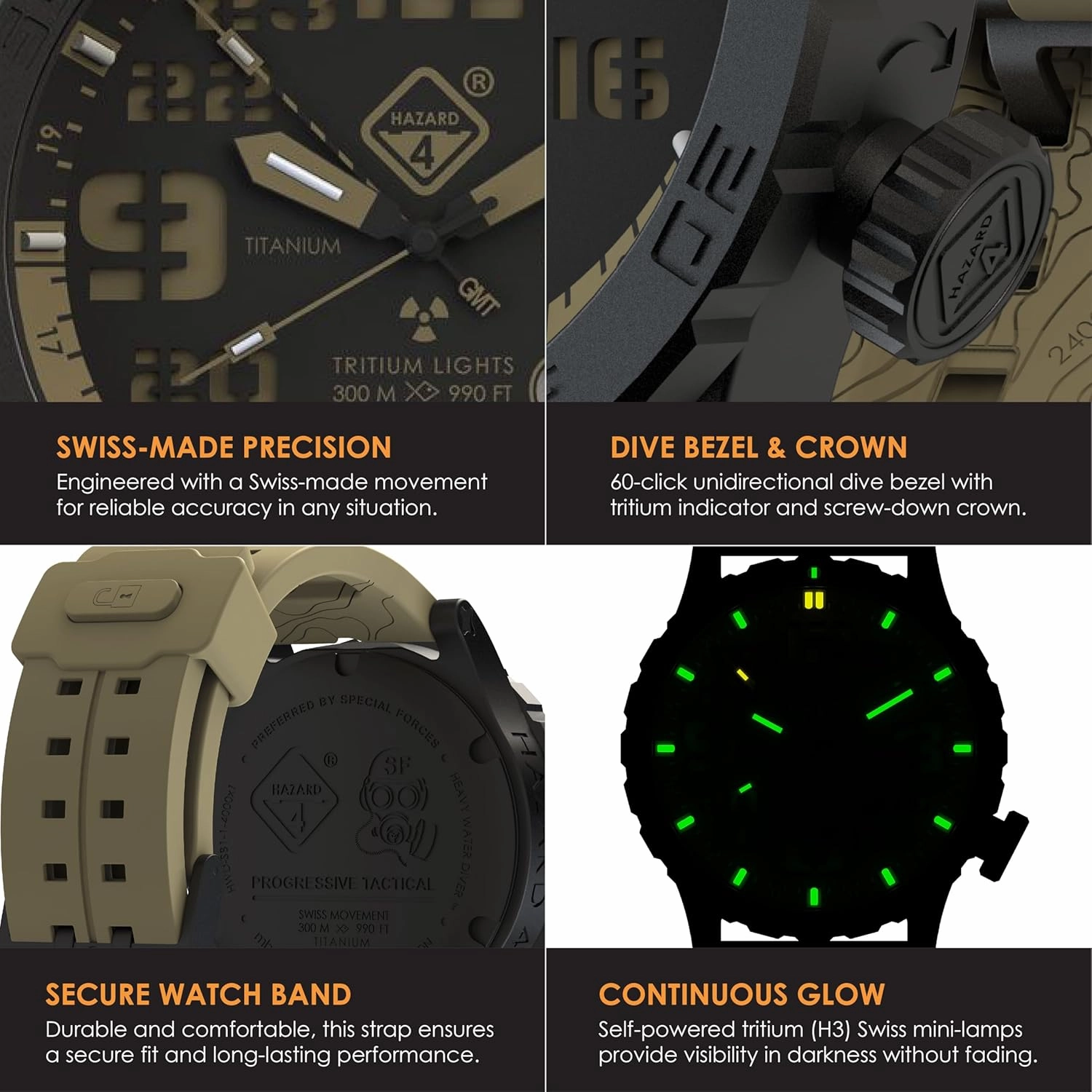HAZARD 4 Heavy Water Diver™ : Titanium Tritium Dive-Watch