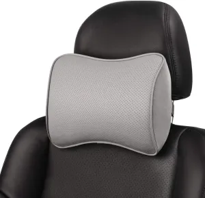 Headrest Pillow Car Memory Foam Car Neck Pillows Soft Leather for Driving Home Office Gray (Pack of 1)