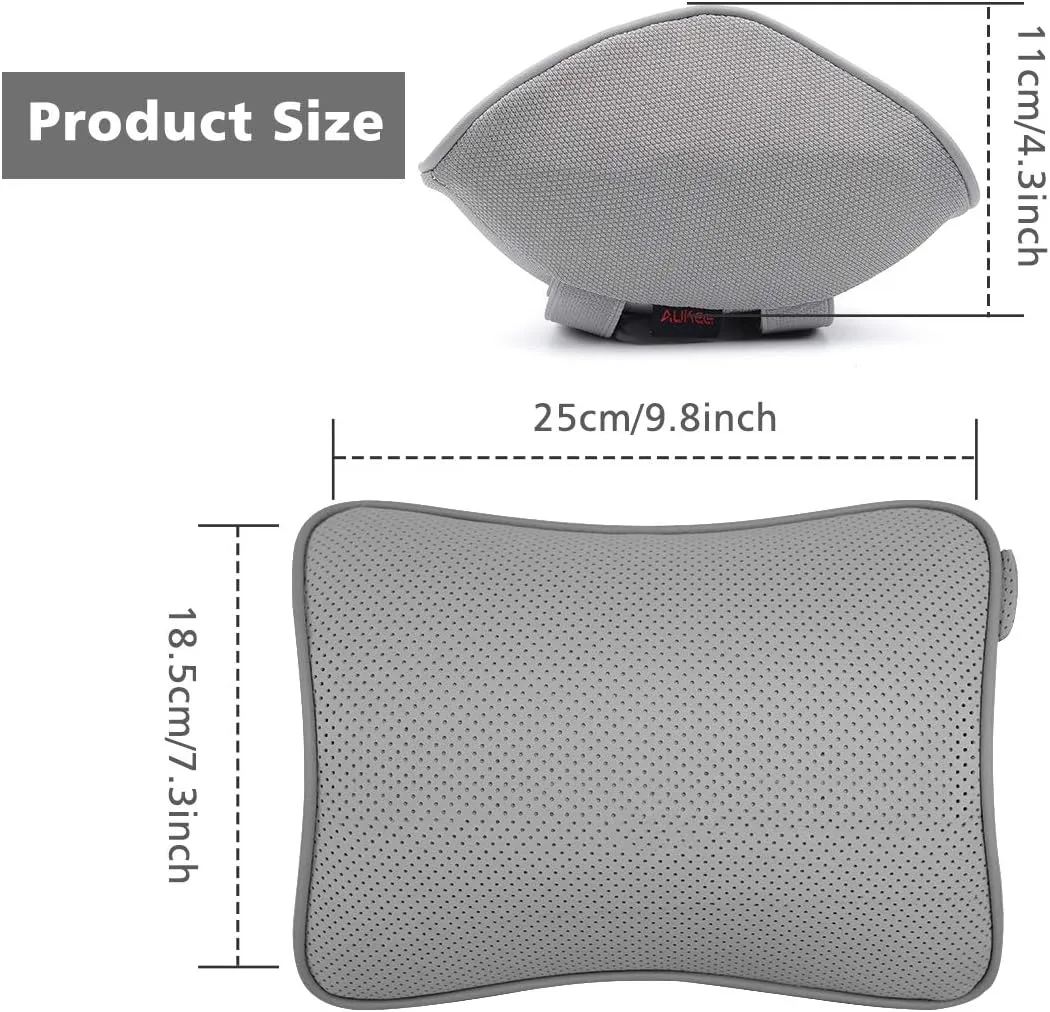 Headrest Pillow Car Memory Foam Car Neck Pillows Soft Leather for Driving Home Office Gray (Pack of 1)