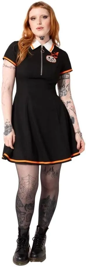 Hell Bunny Skater Dress Jack-O-Lantern Halloween Party Pumpkin Embroidery Spooky