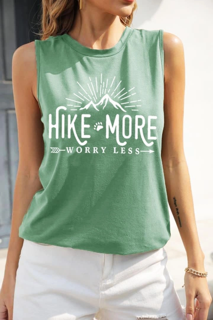 Hiking Shirt for Women Adventure Mountain Graphic Athletic Shirts Funny Hike More Worry Less Tee Tops