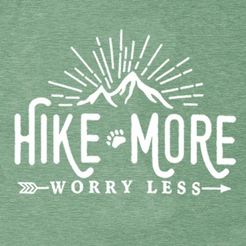 Hiking Shirt for Women Adventure Mountain Graphic Athletic Shirts Funny Hike More Worry Less Tee Tops