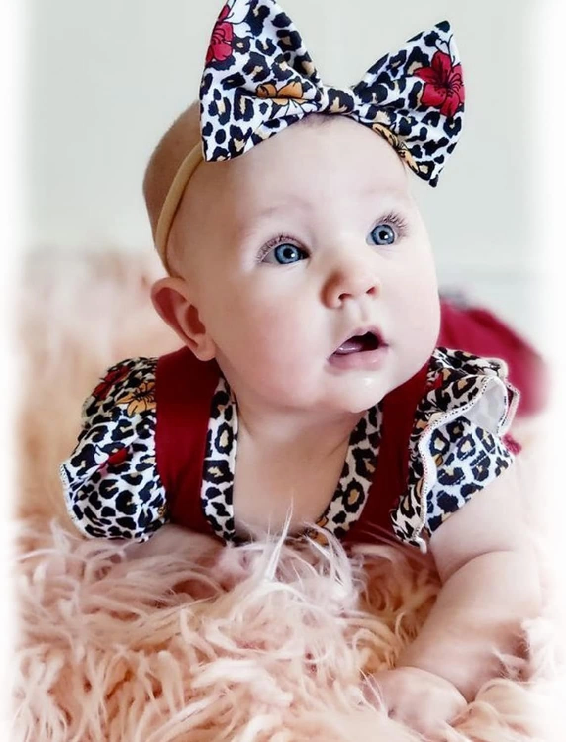 HINTINA Preemie Newborn Baby Girl Letter Print Romper Jumpsuit Gloves Headband Clothes Set