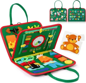 Hooku Busy Board for 1 Year Old, Montessori Sensory Toys for Toddlers 1-3, Fine Motor Travel Toys, Toddler Learning Activities, Birthday Gifts for Baby Boy Girl