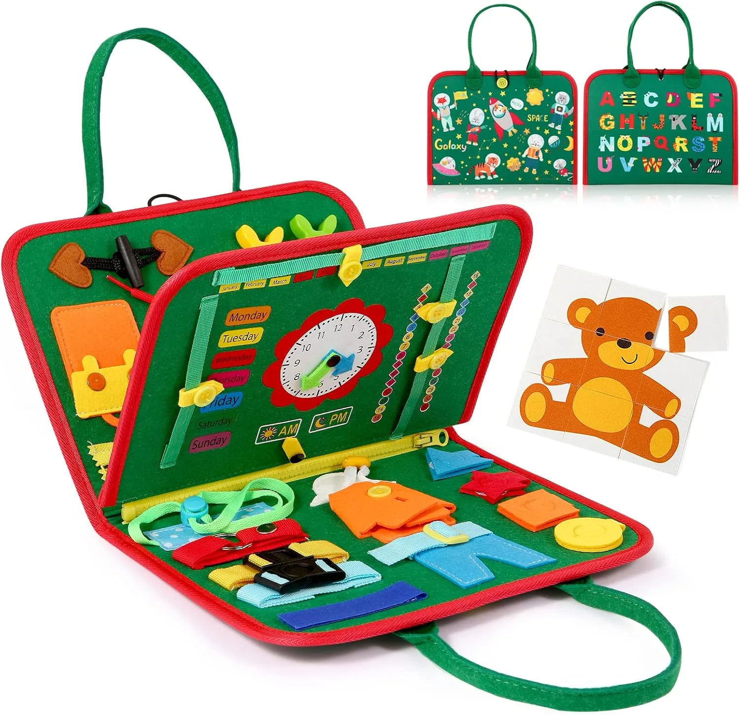 Hooku Busy Board for 1 Year Old, Montessori Sensory Toys for Toddlers 1-3, Fine Motor Travel Toys, Toddler Learning Activities, Birthday Gifts for Baby Boy Girl