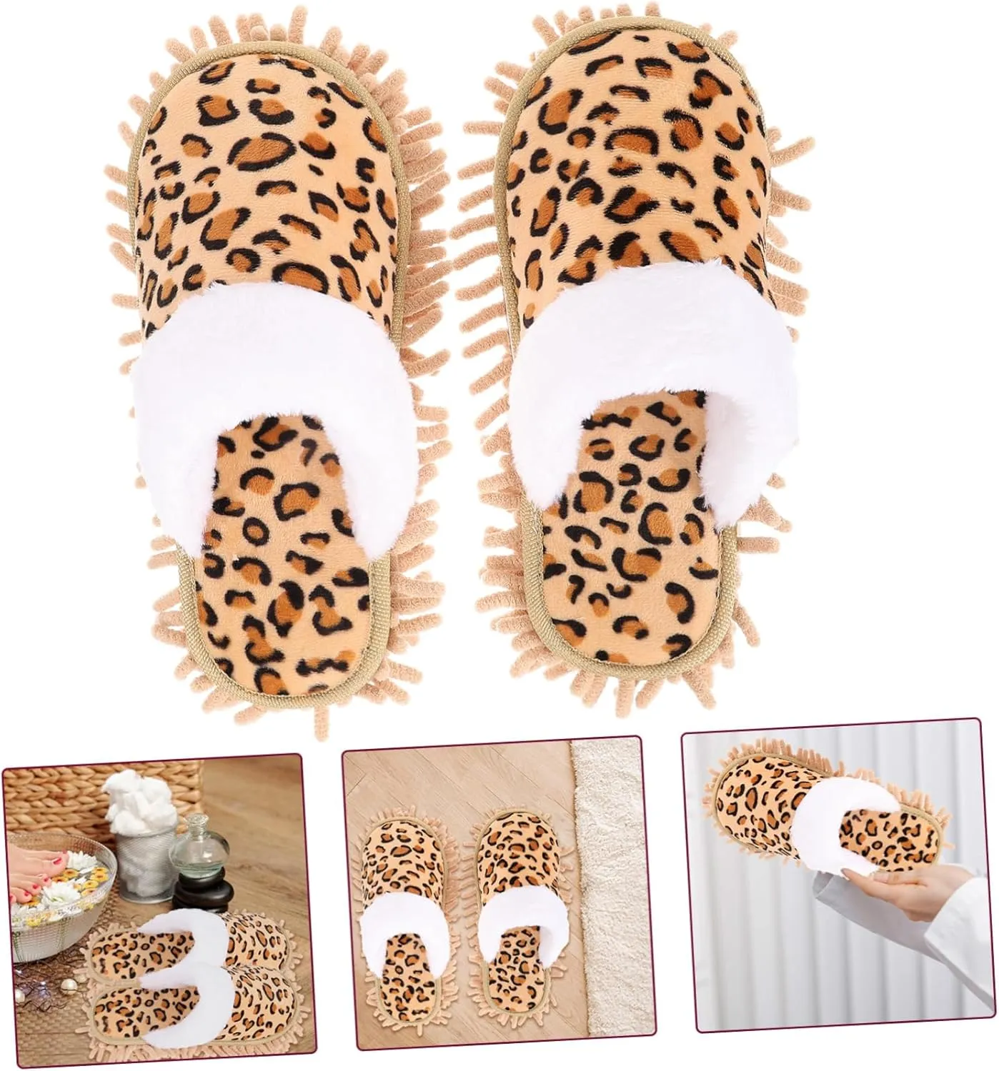 Household Sweeping Slippers Washable Mop Shoes with Chenille Material Reusable Cleaning Footwear for