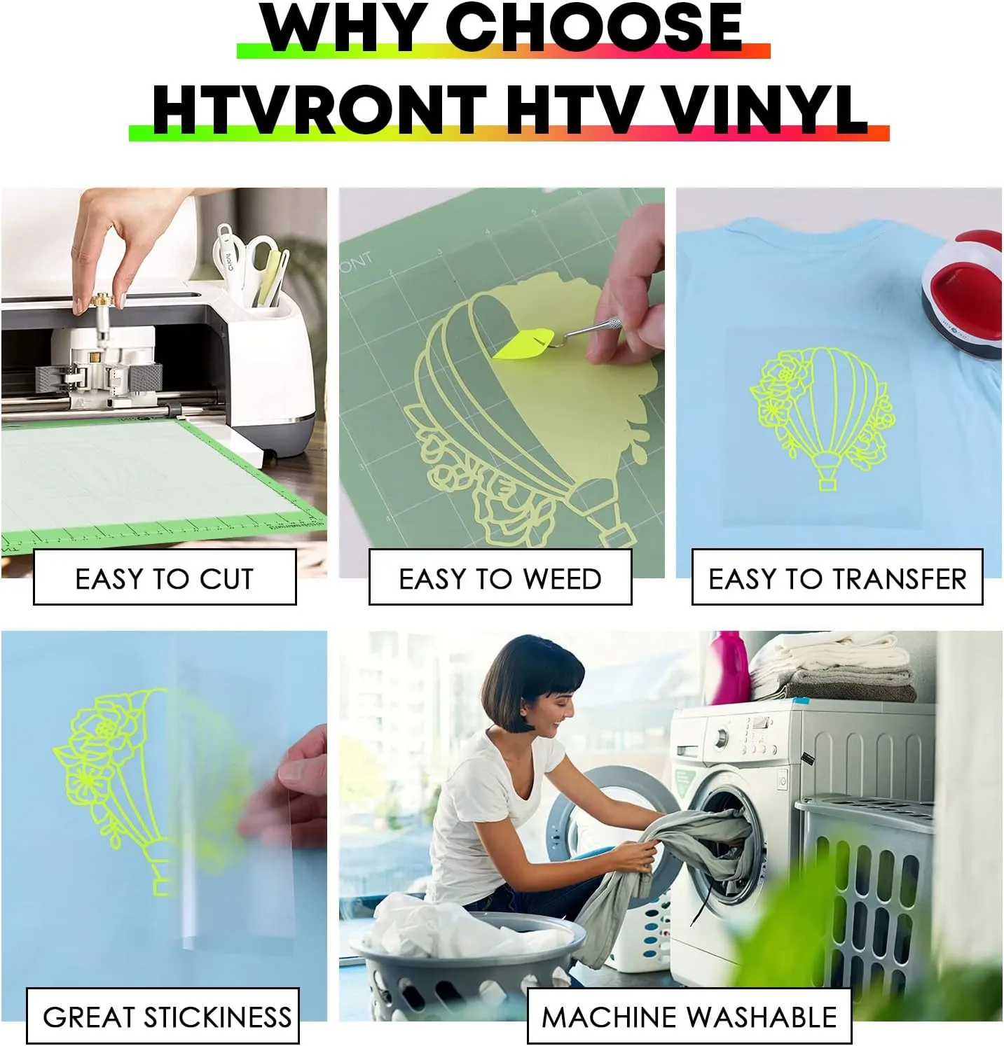 HTVRONT Heat Transfer Vinyl HTV Vinyl Rolls - 12" x 15ft Neon Green Iron on Vinyl for All Cutting Machines, HTV Vinyl for Shirts - Easy to Cut & Weed for Heat Vinyl Design