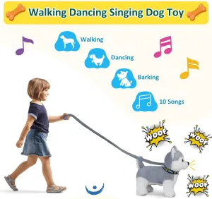 Husky Walking Barking Toy, Musical Singing Dancing Puppy, Volume Control Interactive, Wagging Tail Shaking Head, Robot Dog Plush Stuffed Animal for Kid