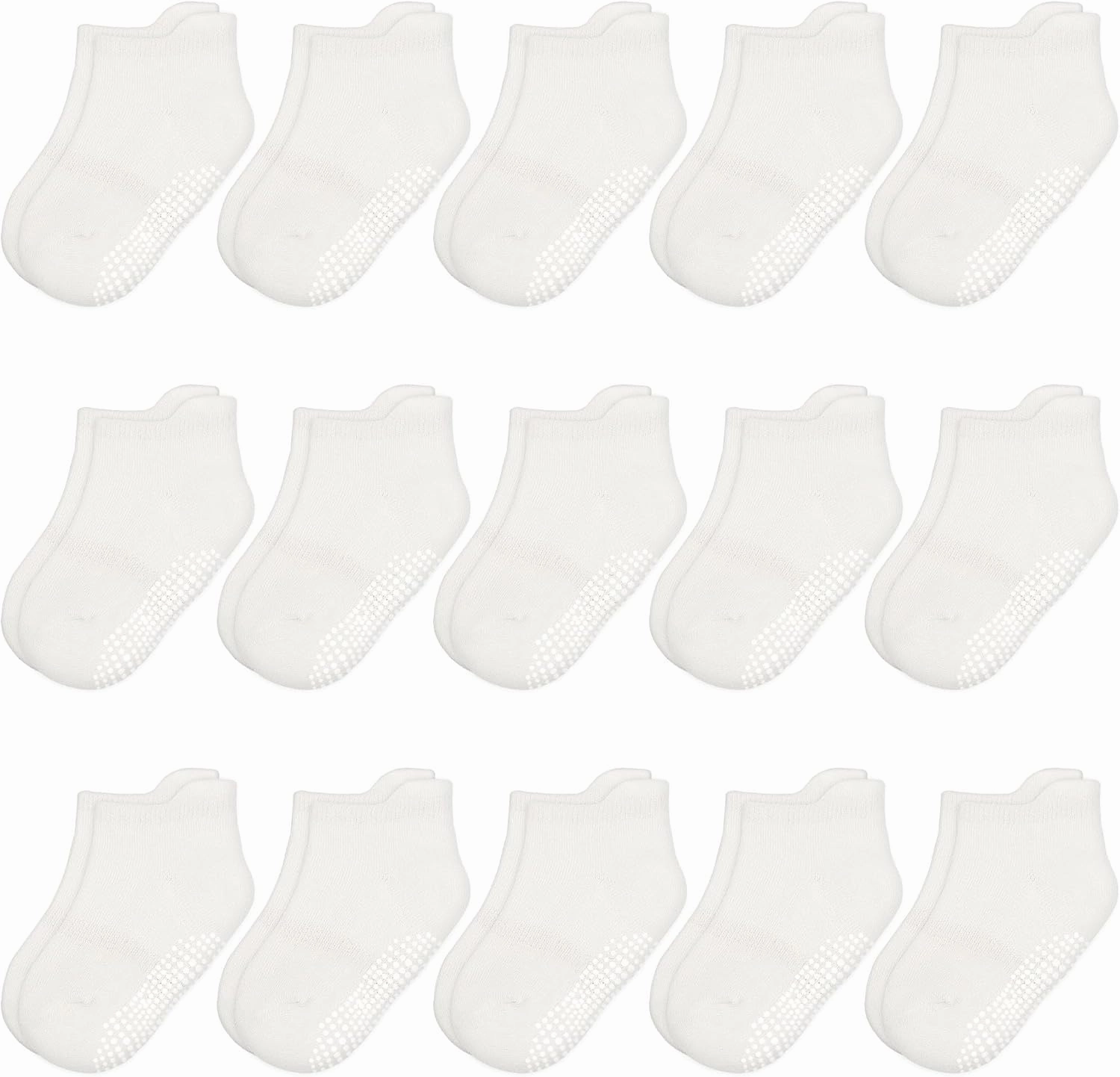 HYCLES 15 Pairs Toddler Socks, Kids Grip Socks for 6-12 Month 1-7 Years Non Slip Ankle Sock for Baby Boys Girls