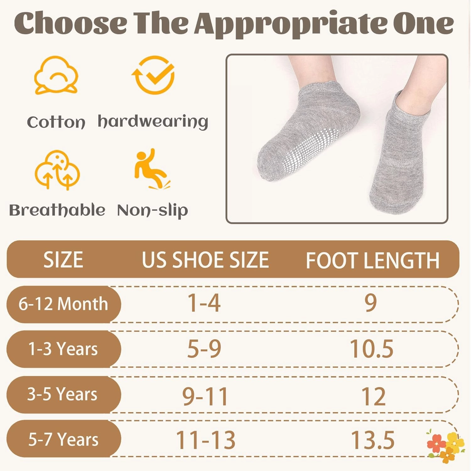 HYCLES 15 Pairs Toddler Socks, Kids Grip Socks for 6-12 Month 1-7 Years Non Slip Ankle Sock for Baby Boys Girls