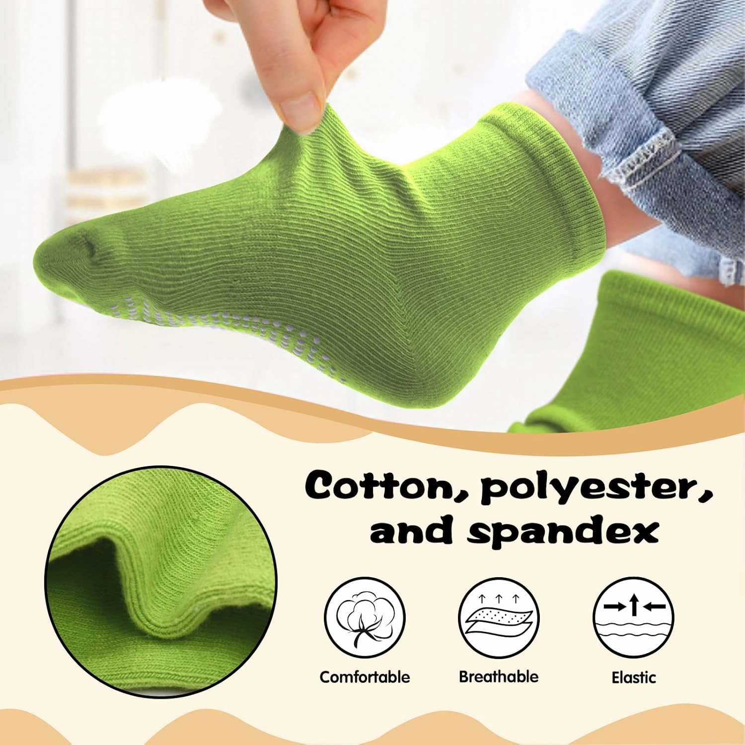HYCLES Non-Slip Toddler Socks, Girl Grip Socks for 1-10 Years Kids Girls Boys Toddler Sock with Grippers