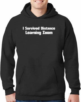 I Survived Distance Learning Zoom - New Adult Men's Hoodie Sweatshirt CP05 Black