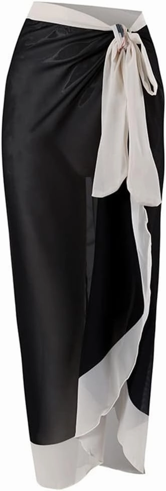 IBAKOM Three Pieces Swimsuits for Women with Matching Wrap Skirt Swim Top Tummy Control Bikin Bottom Mesh Sheer Cover Ups