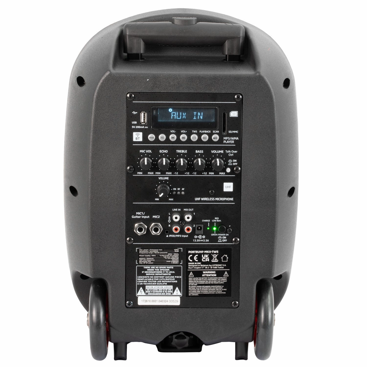 Ibiza PORT8UHF-MKII-TWS 8" Portable PA Speaker with USB, Bluetooth, Wireless Mic